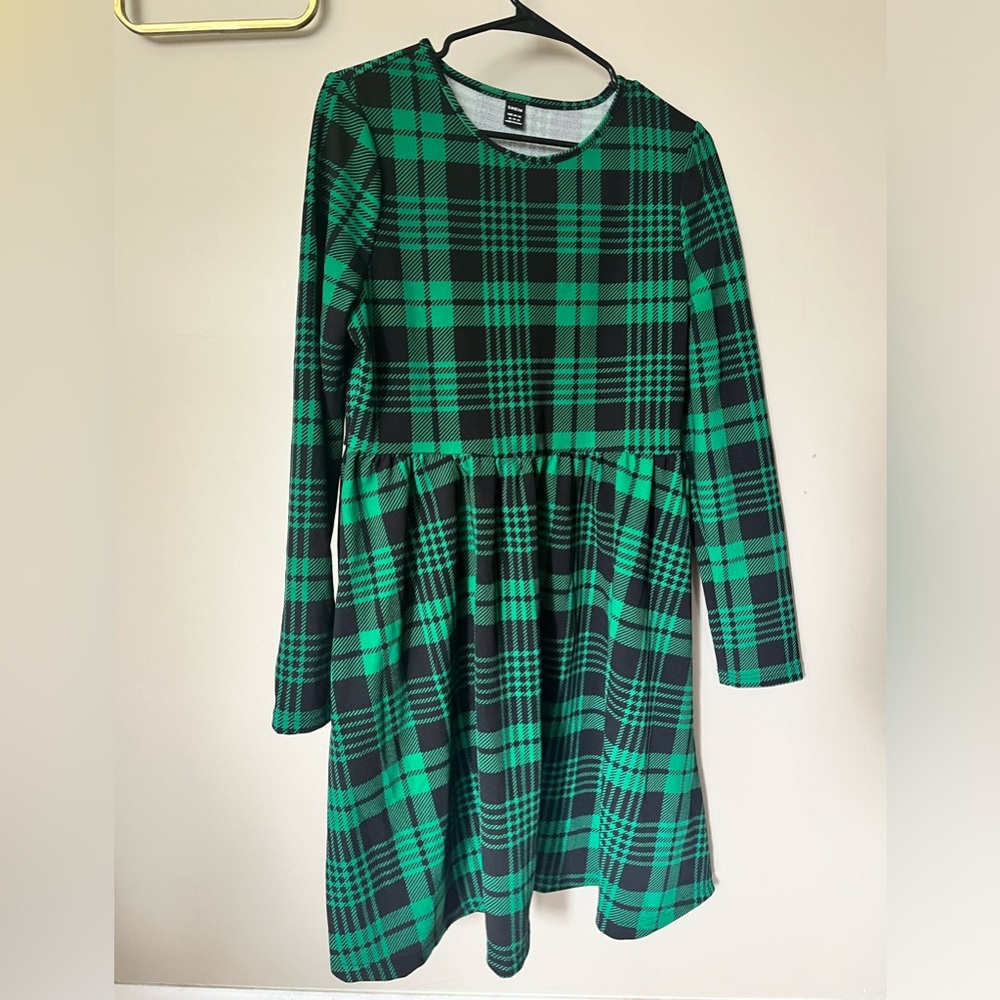 SHEIN , XL green and black checkered dress